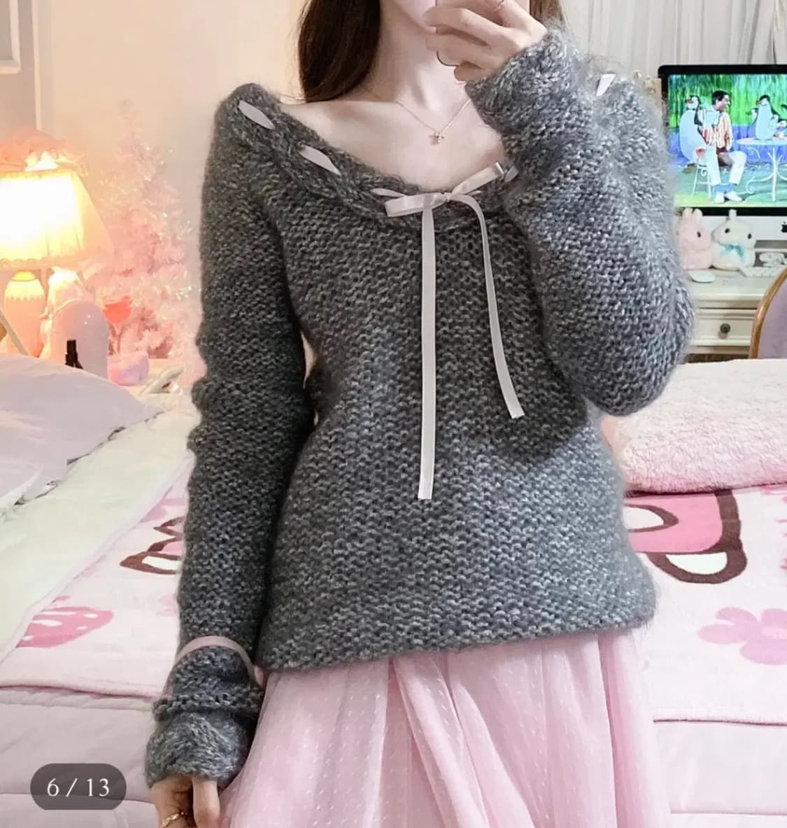 발레코어 리본 니트 상품이미지1