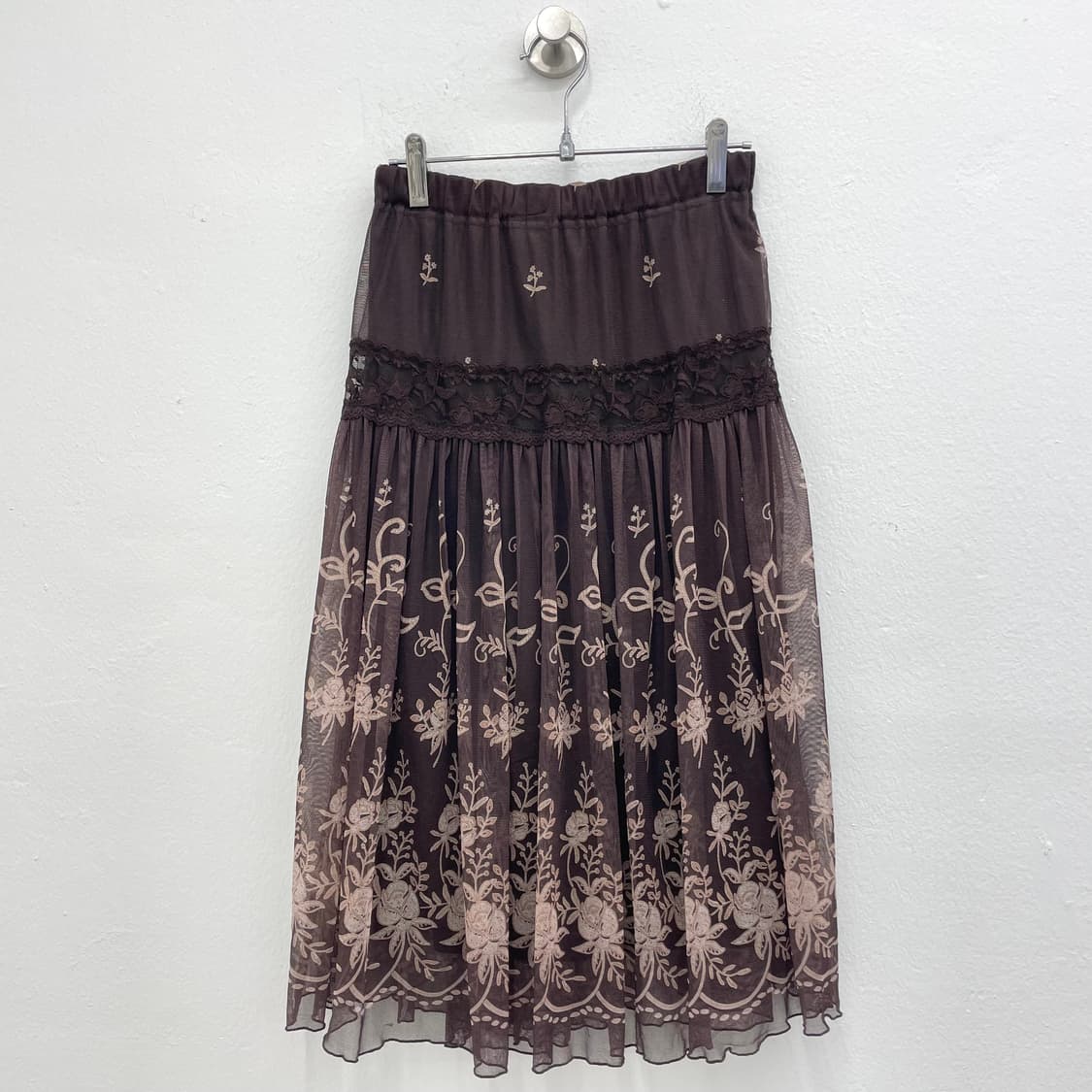 Floral embroidery chiffon skirt 상품이미지1