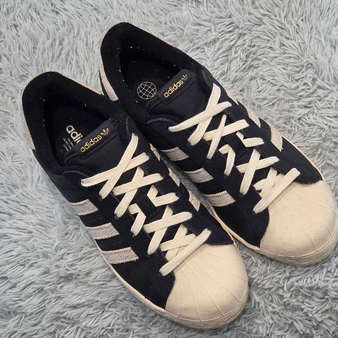 7a-30:아디다스 슈퍼스타 82 블랙 오프화이트 235mm 상품이미지5