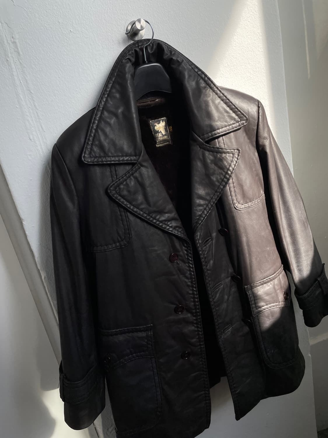 빈티지 더블 레더 코트 상품이미지1