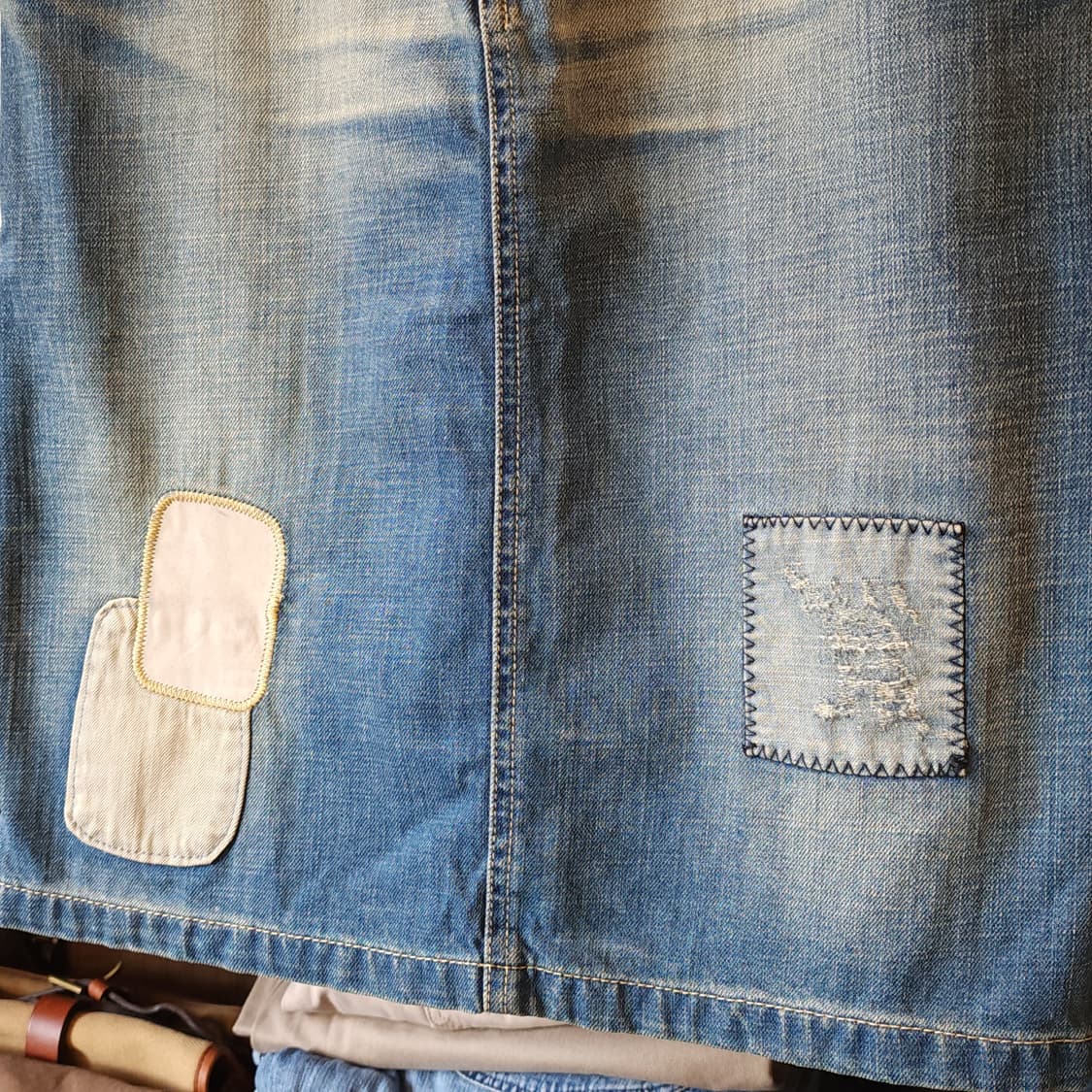 90s 말보로 클래식 데님 스커트 청치마 패치워크 웨스턴 치마 40 상품이미지4