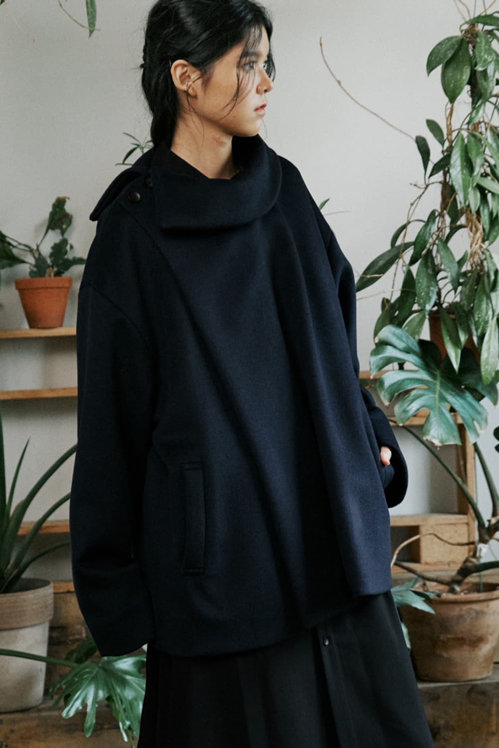 말렌 사이드 카라코트 네이비 0사이즈 상품이미지1