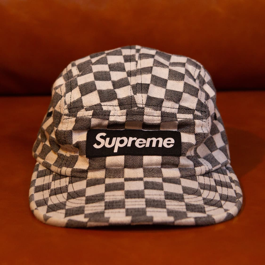 18ss 슈프림 워시드 체크보드 캠프캡 상품이미지1