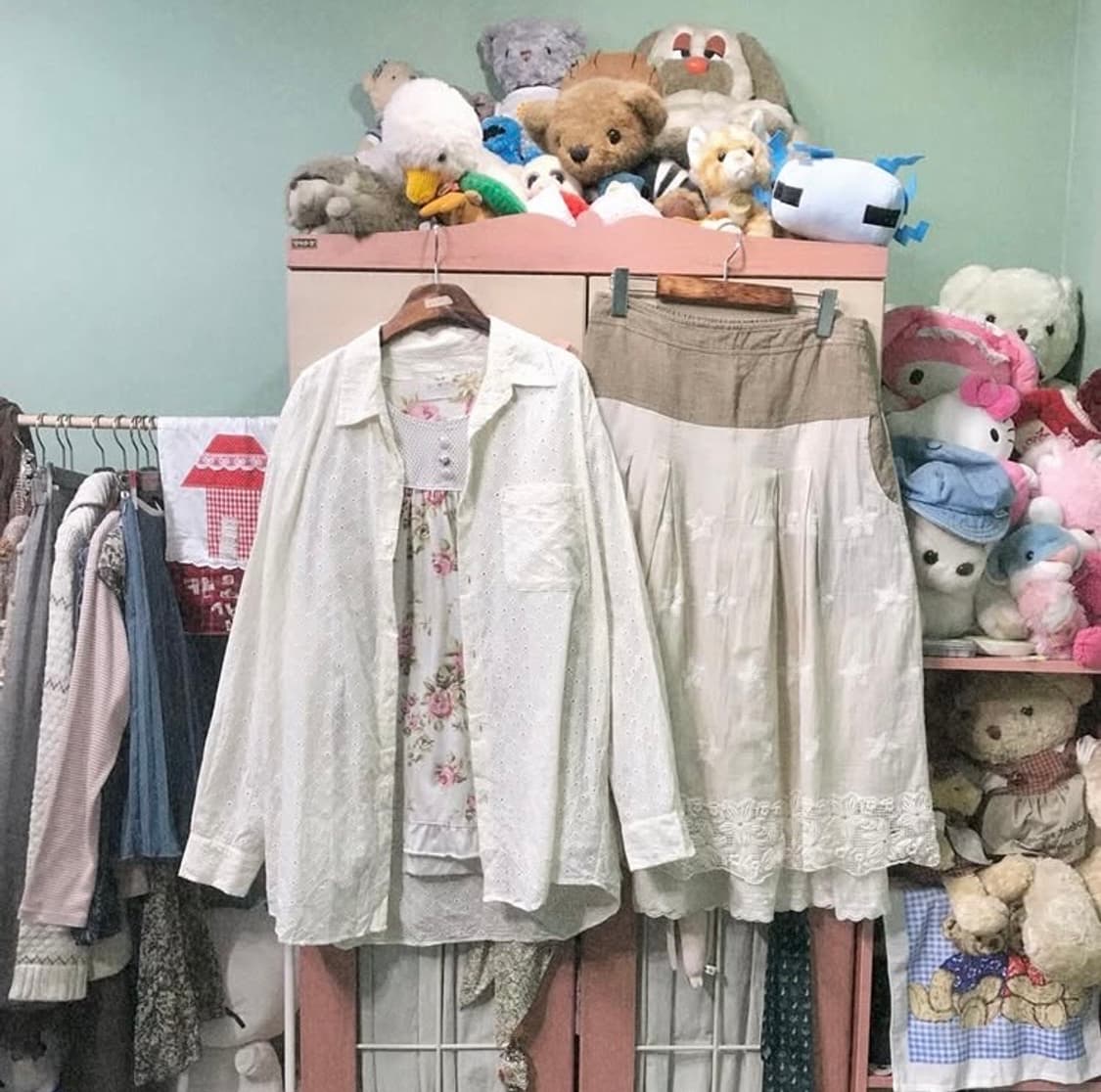 빈티지 카모메산장 지브리 코지모리 민트코어 히메카지 모리걸 코디 세트 상품이미지1