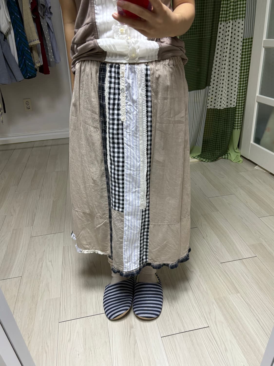 베이지 패치 프릴 스커트 상품이미지9