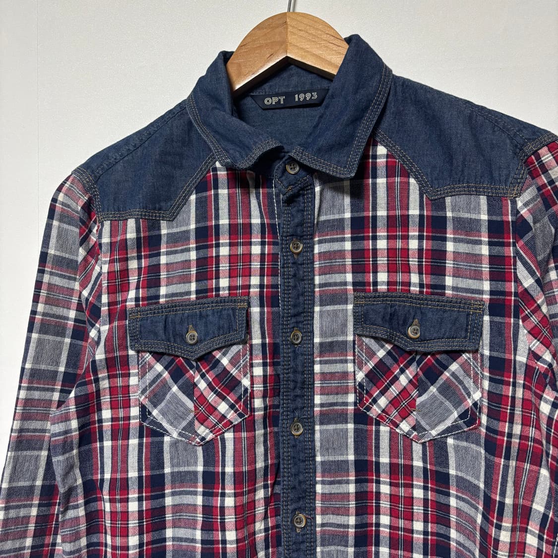 OPT 1993 체크 남방 데님 배색 셔츠 상품이미지4