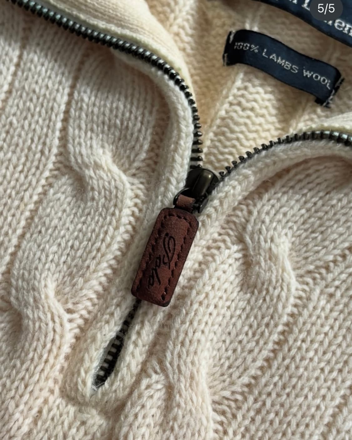 Polo 폴로 랄프로렌 아이보리 케이블 램스울 반집업 니트 상품이미지5