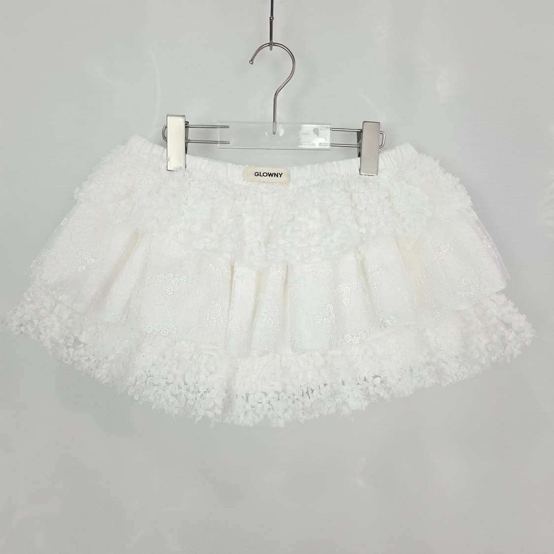[GLOWNY] 글로니 레이스 러플 미니스커트 화이트 S 발레코어 여친룩 상품이미지3