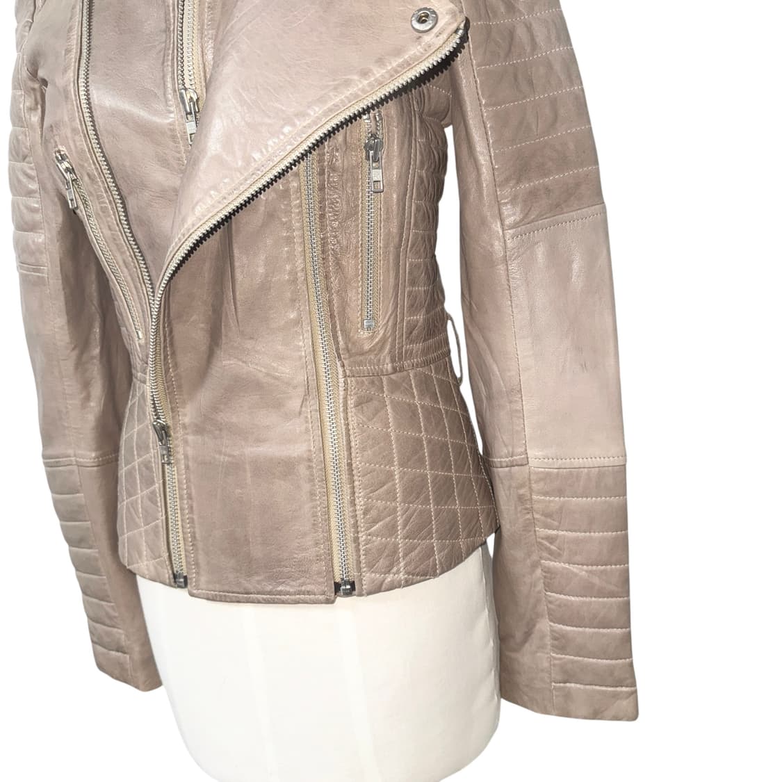 Nude Beige Sheep Skin Leather Jacket 상품이미지4
