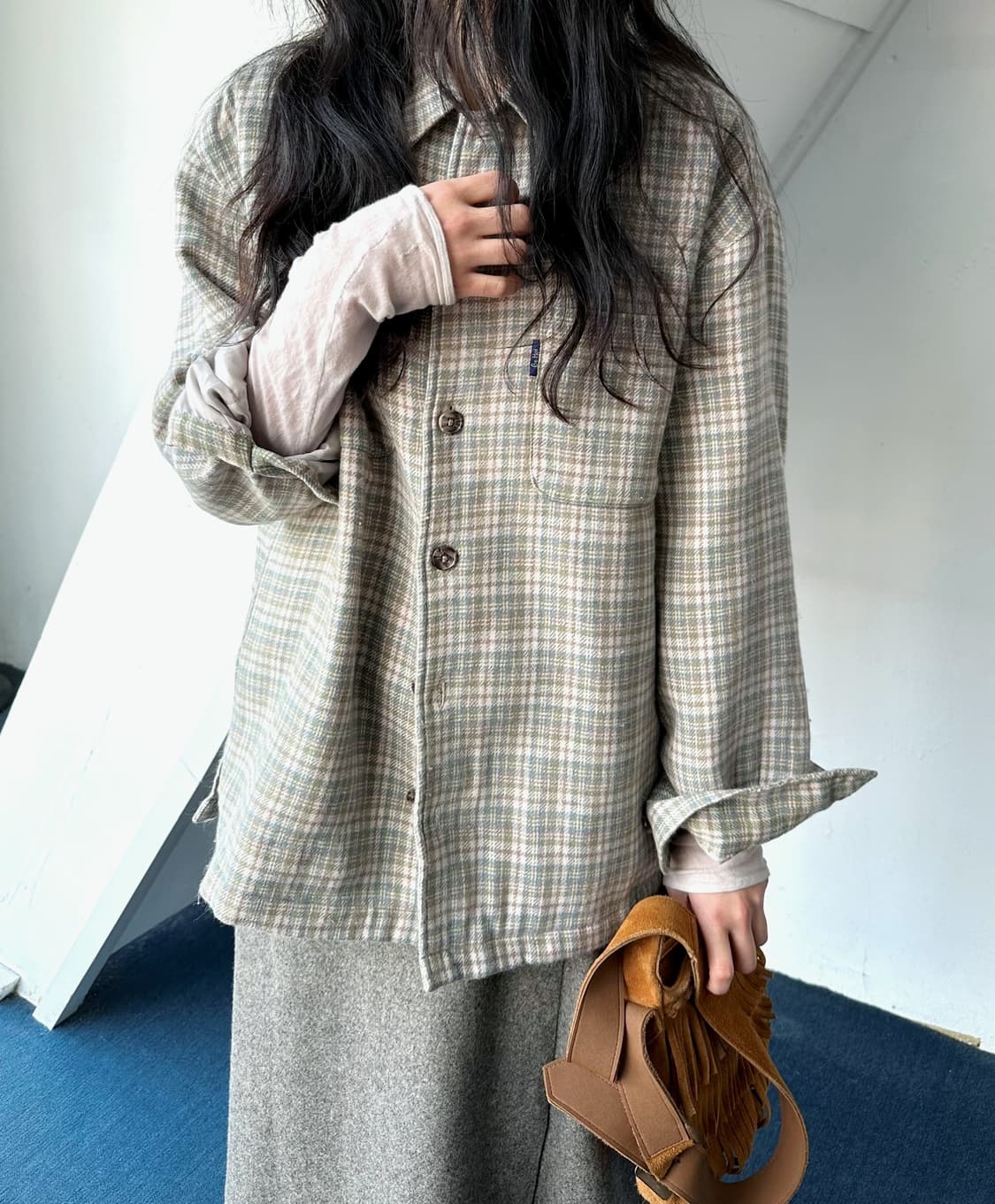 Inner padded woven check work shirket 상품이미지1