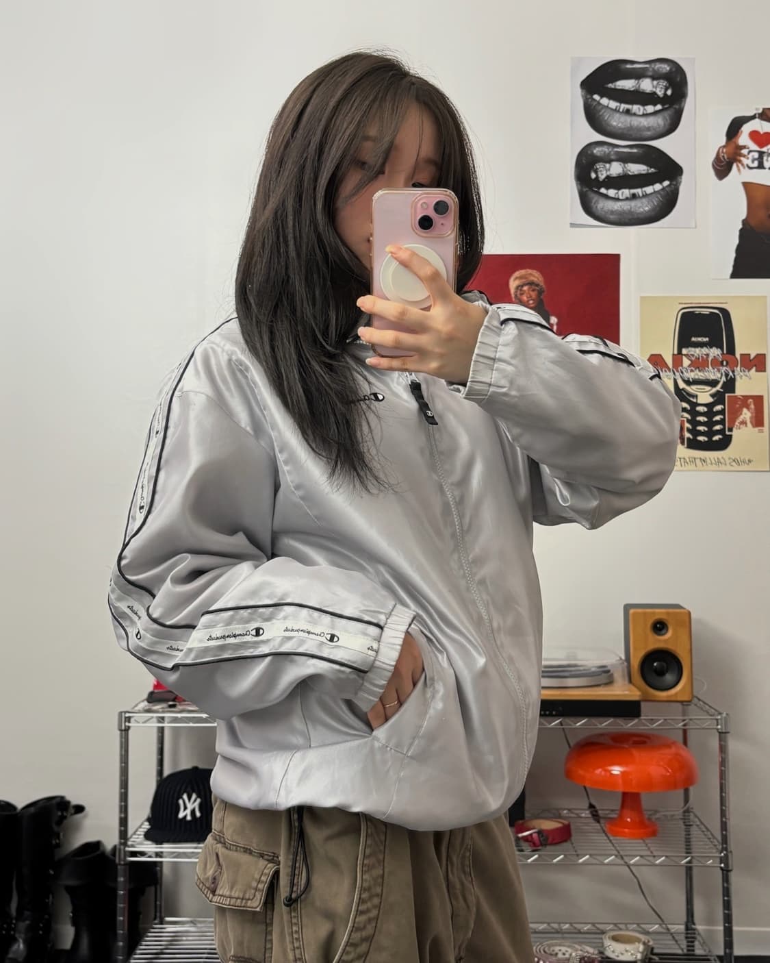 챔피온 재팬 00s 실버 바람막이 자켓 상품이미지2