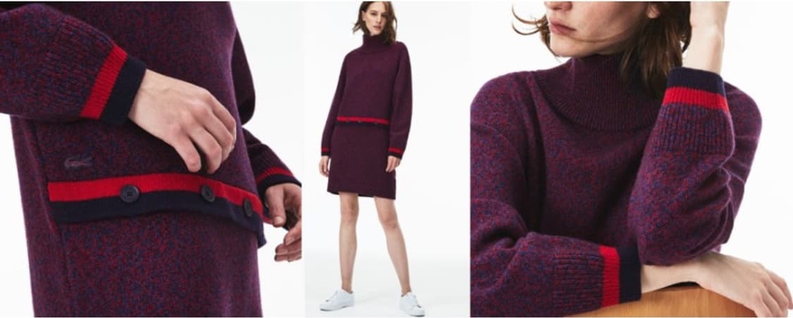 라코스테 니트 터틀넥 원피스 와인 PL 상품이미지1