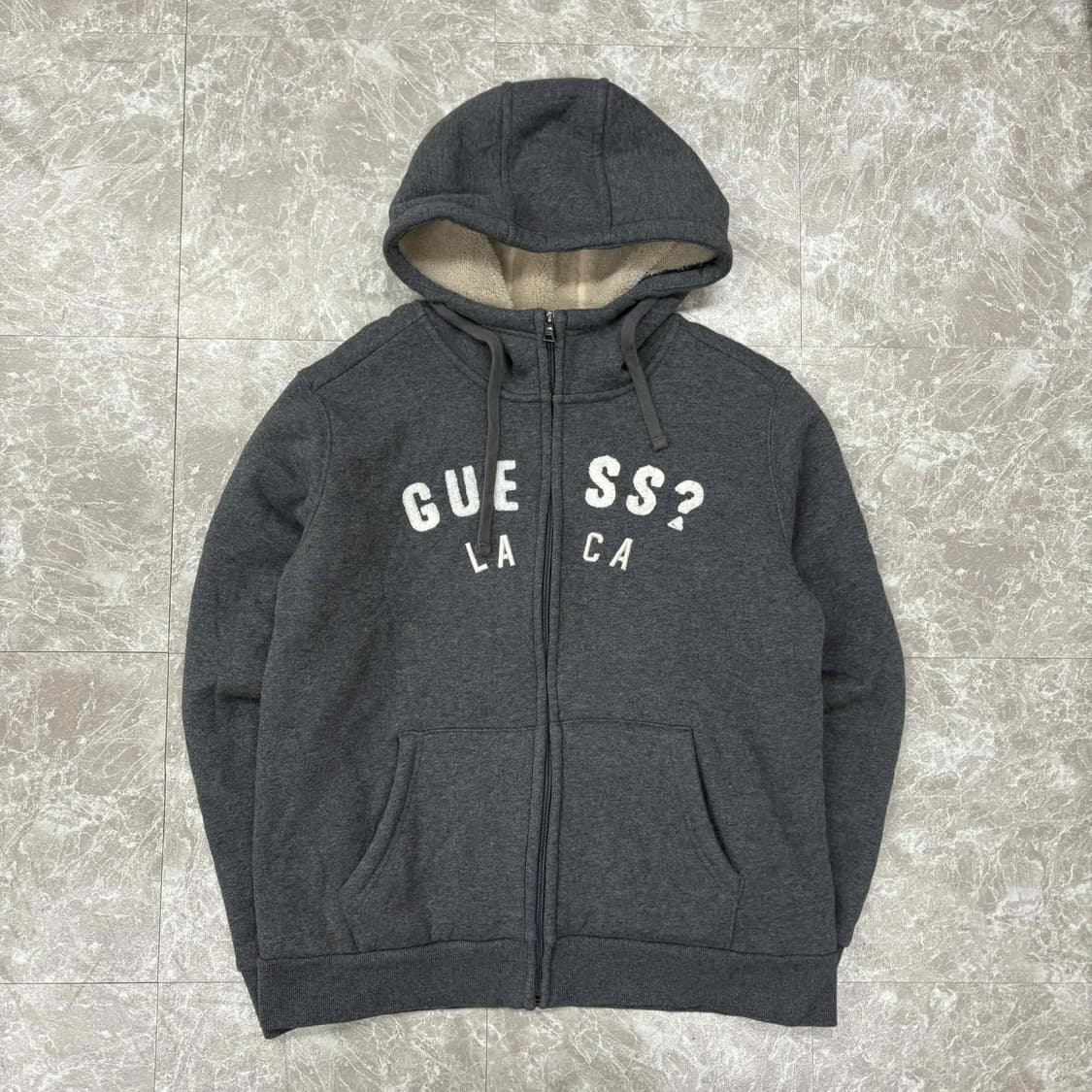 Guess 게스 y2k 양털 울프죠그레이 후드집업 희귀져지(L) 상품이미지2