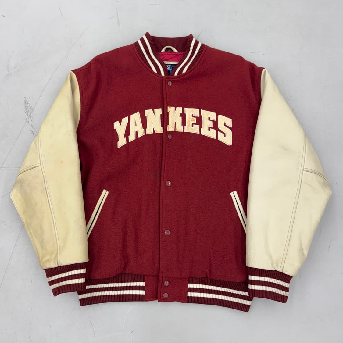 WWS MLB 90s 양키스 소가죽 모직 울 바시티 자켓 상품이미지2