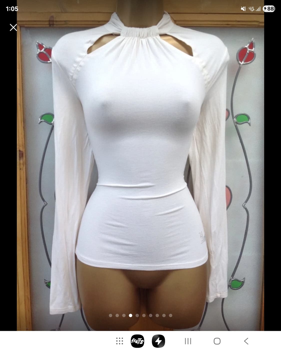 새상 프랑스 모르간 아이보리 모달 키홀 셔츠  상품이미지3