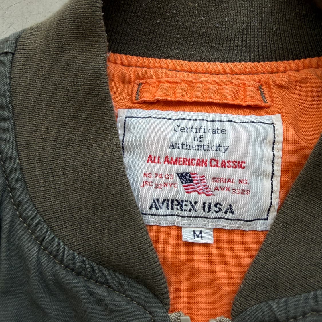 아비렉스 MA-1 플라이트 자켓 상품이미지5