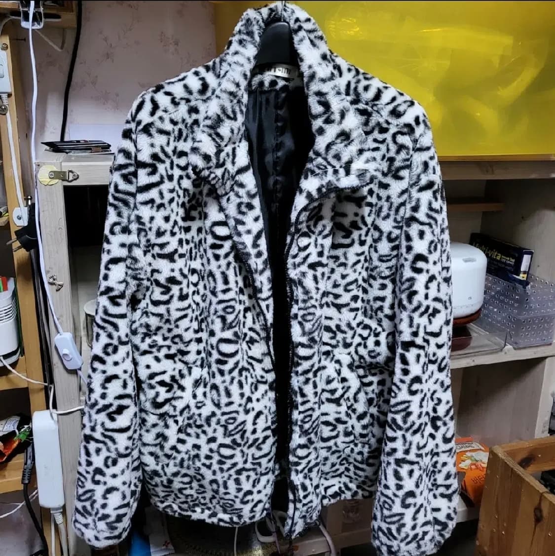 레오파드 꾸안꾸 퍼 후리스 집업 패딩 자켓 상품이미지1