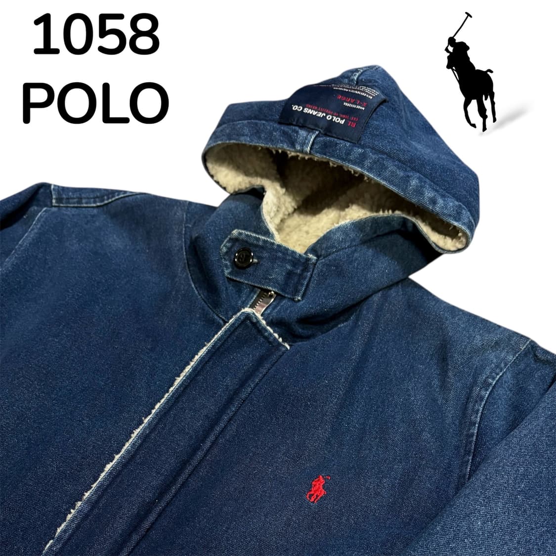 폴로 양털후드 청자켓 블루종 XL 상품이미지4