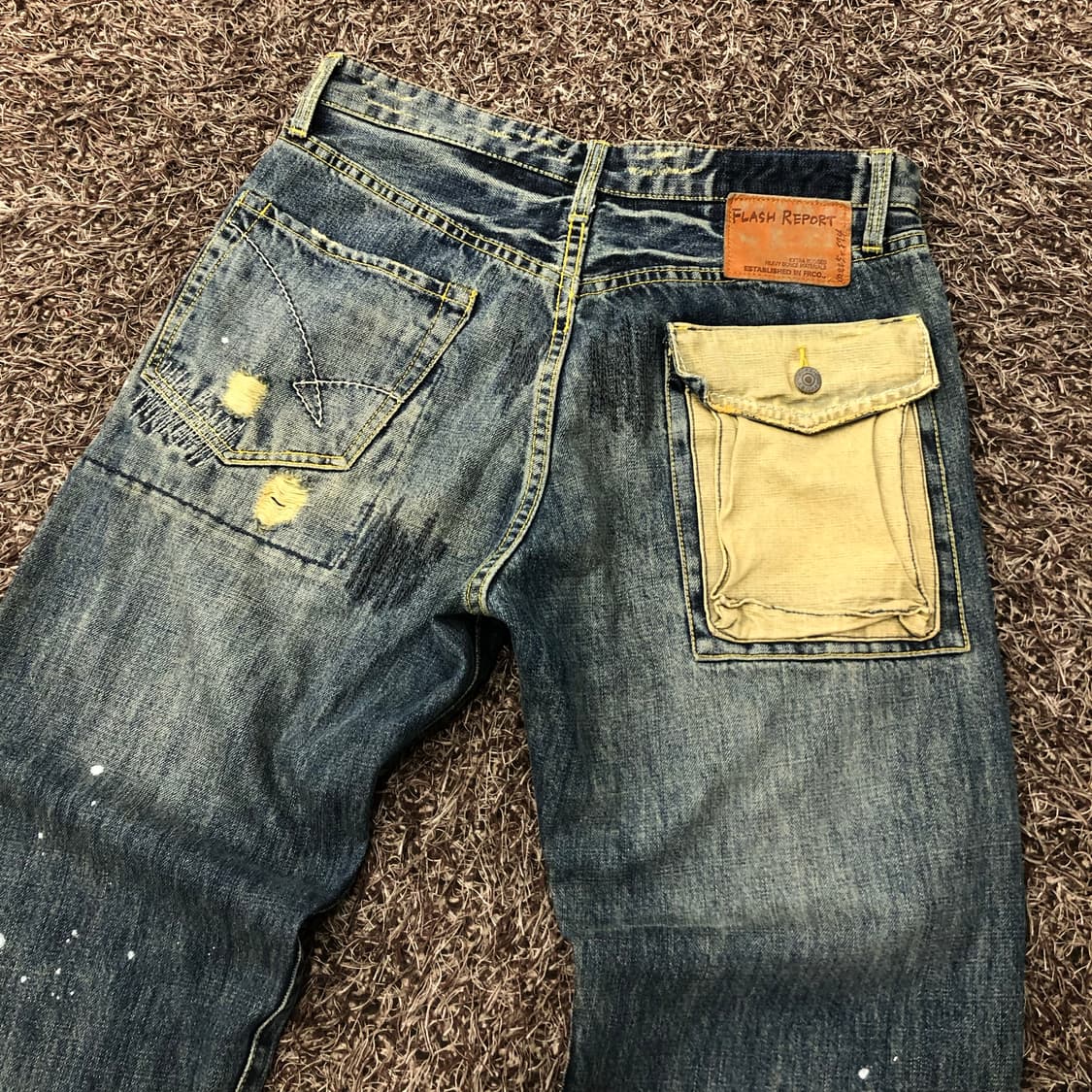 FLASH REPORT JPN 빈티지 워싱 페인트 데미지 데님 팬츠 상품이미지2