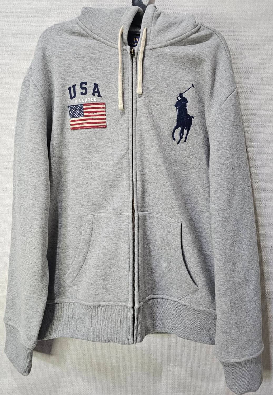 새상품급 폴로 빅포니 성조기 USA 그레이 후드집업 100/L 상품이미지1