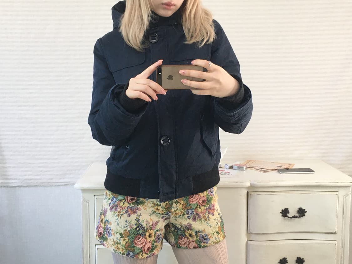 navy button hood down blouson 상품이미지3