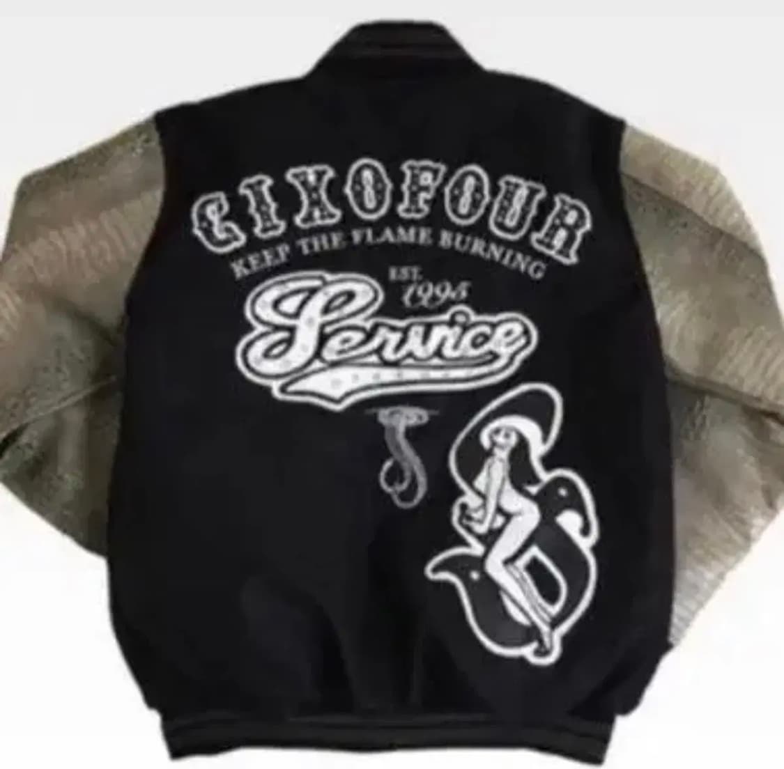 604service 레더 바시티 자켓 카키 상품이미지1