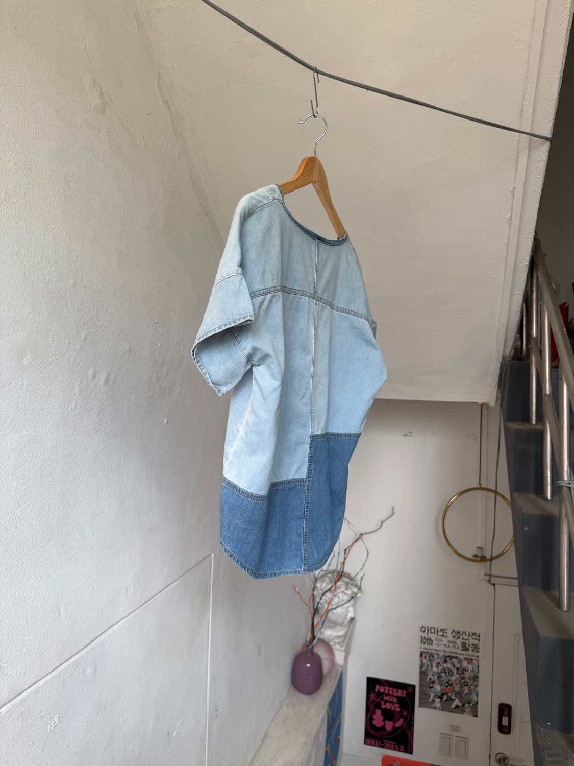 데님 패치워크 크롭 티셔츠 상품이미지7