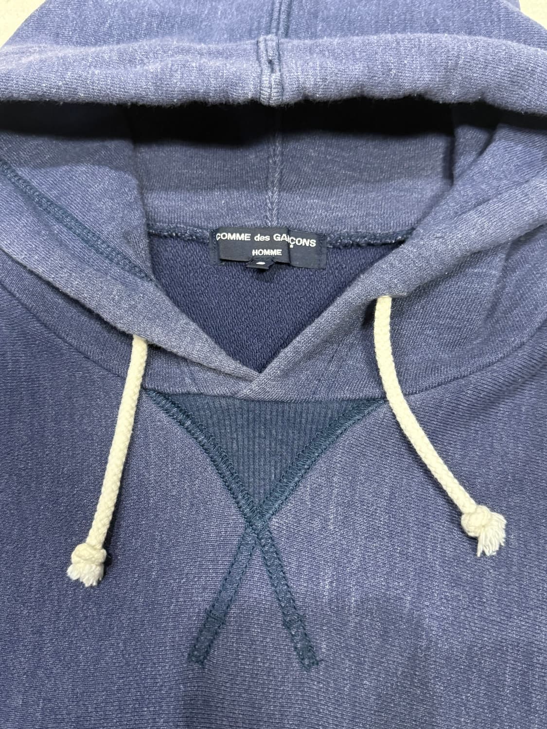 2014 꼼데가르송 백 프린팅 이중 소재 결합 후드티 스웨터 상품이미지4