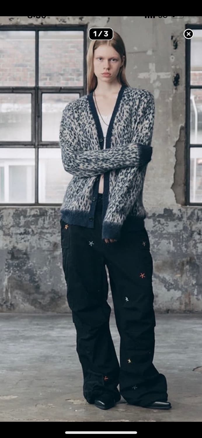 에즈이프캘리 회색 파란색 가디건 상품이미지1