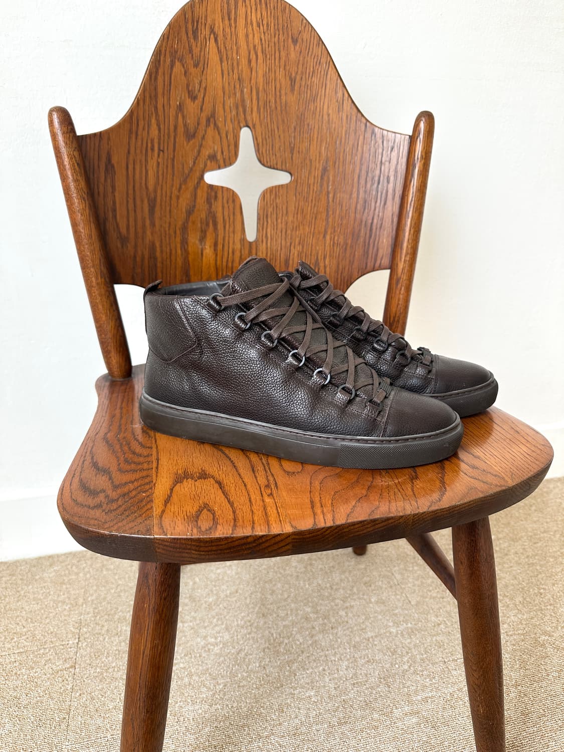 발렌시아가 아레나 다크브라운 레더 하이탑 상품이미지3