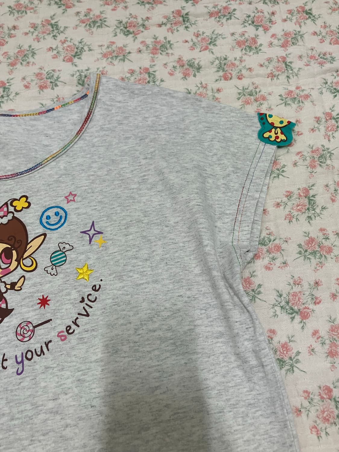 빈티지 캐릭터 프린팅 패치워크 레이어드 티셔츠 1103 모리걸 y2k 스 상품이미지5