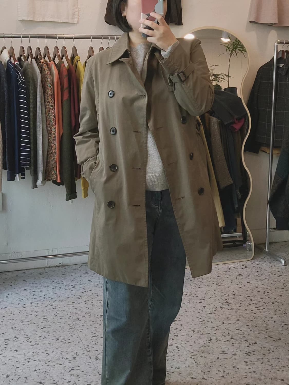 카키 내피 트렌치코트 상품이미지2