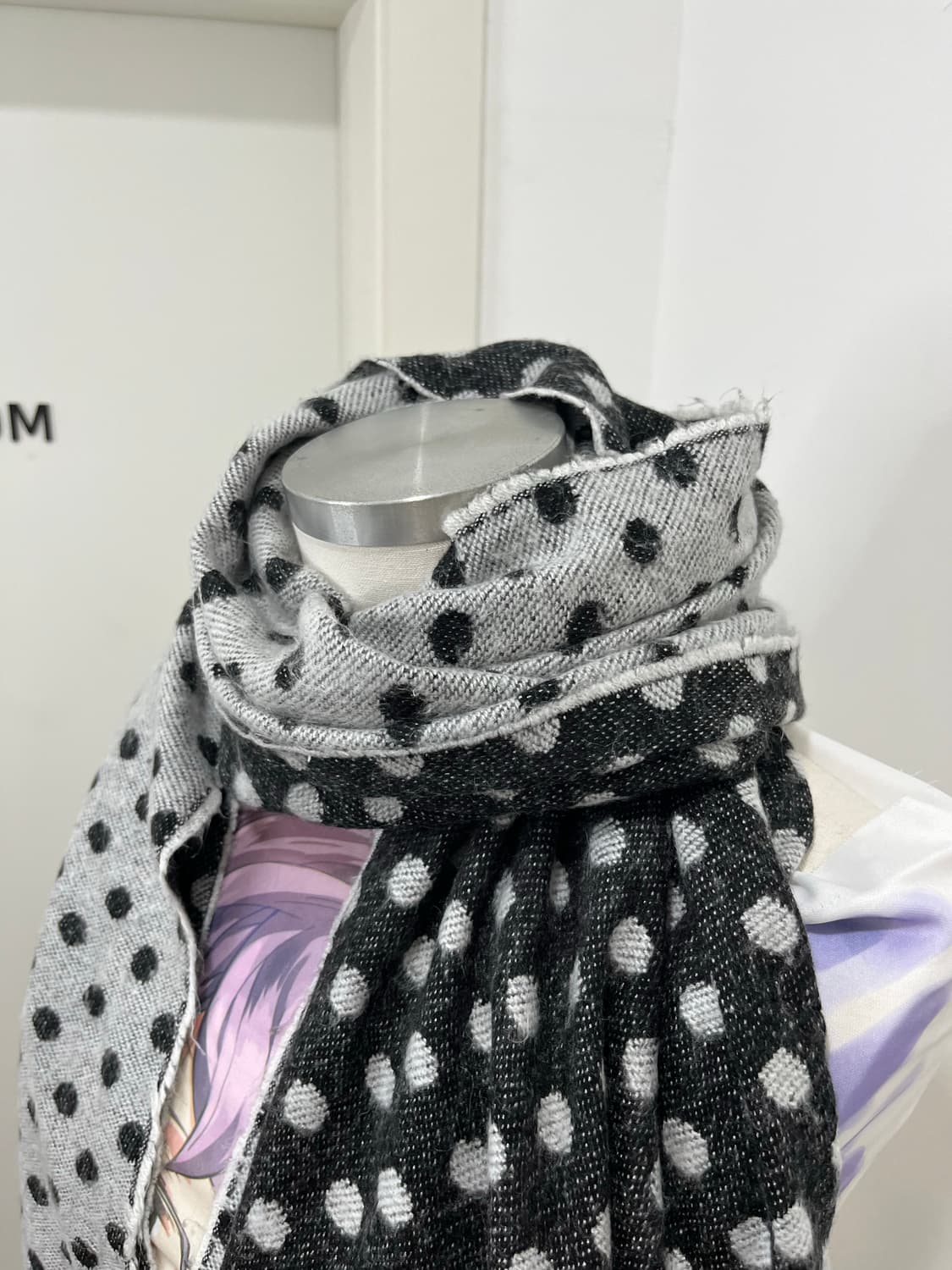 일본 빈티지 모리걸 도트 테슬 머플러 상품이미지3