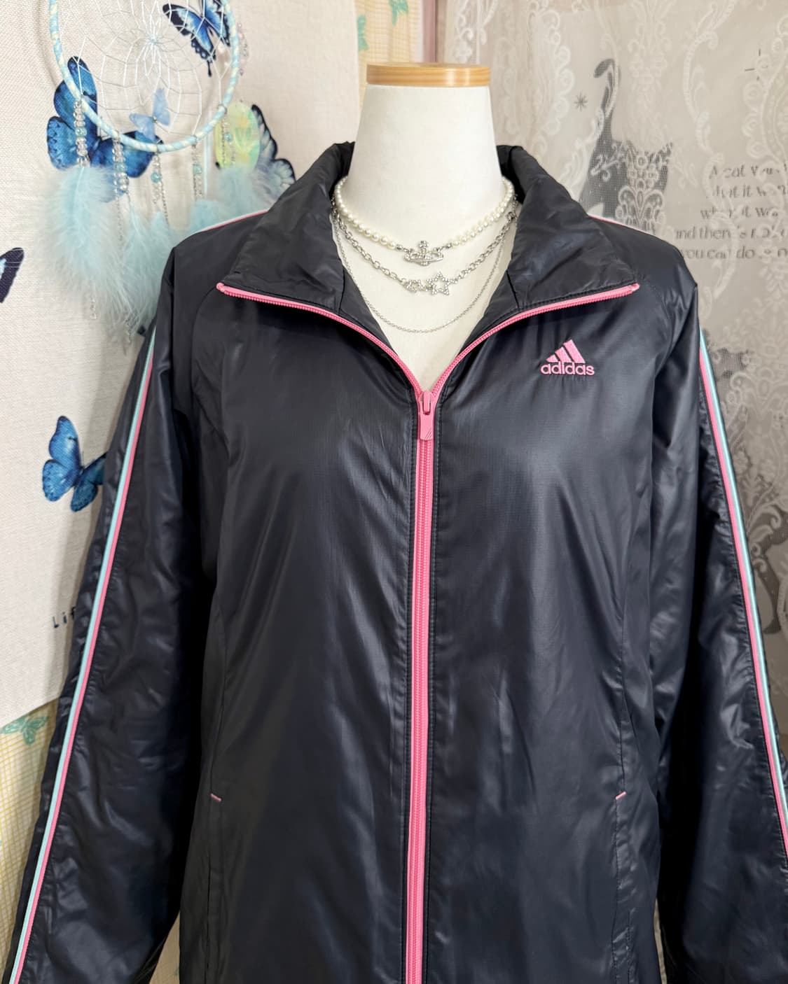 아디다스 딥 네이비 & 핑크 패딩 자켓 상품이미지5