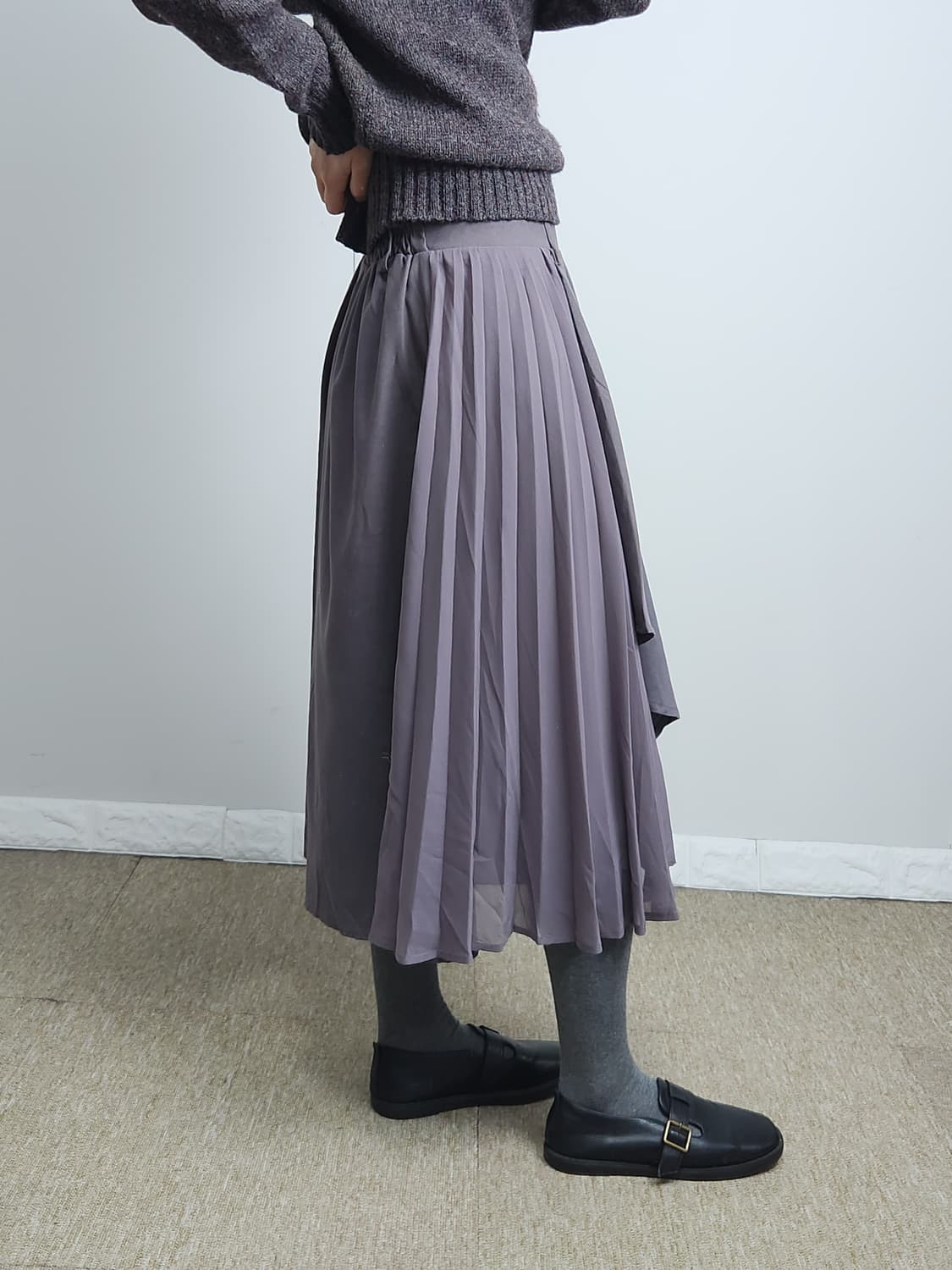 스웨이드 물결 롱 스커트 상품이미지4