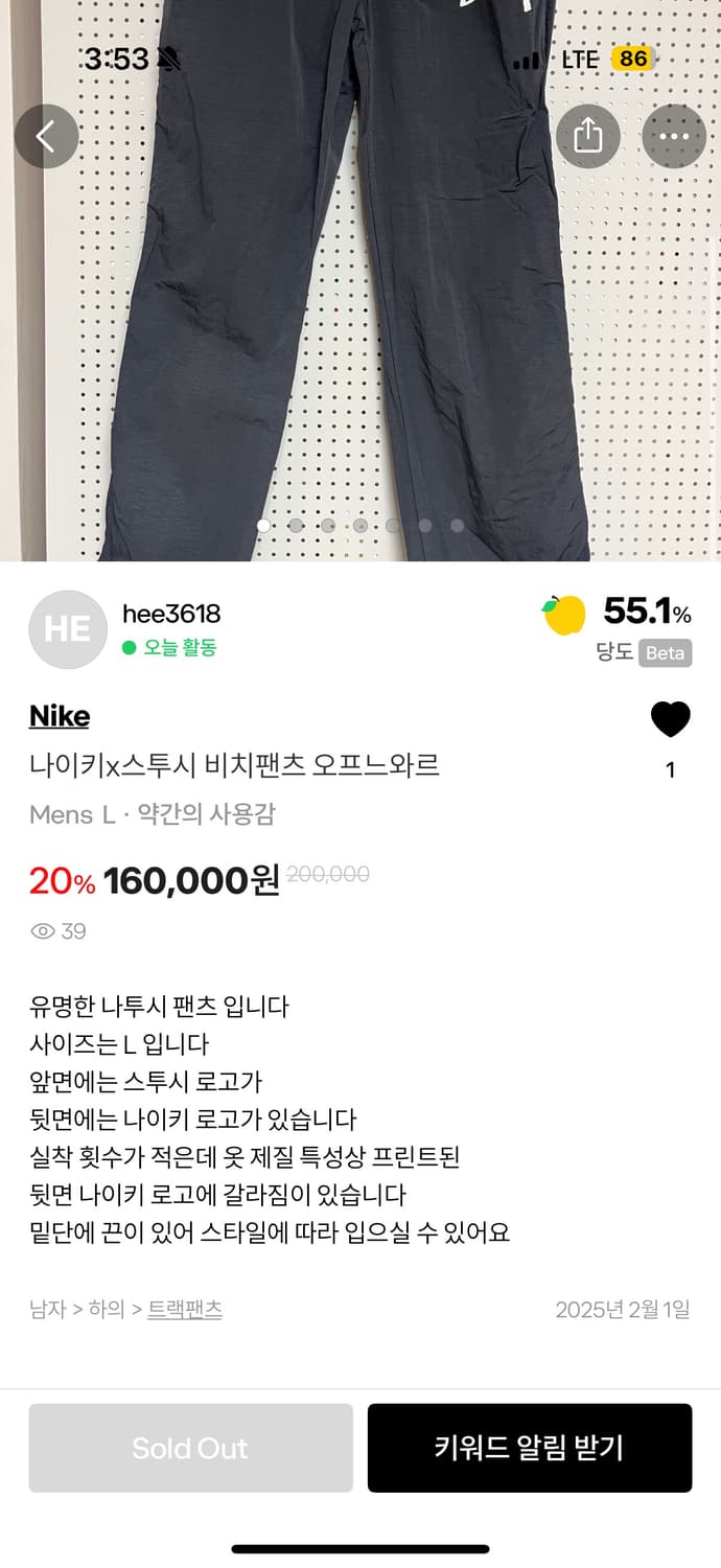 나이키스투시 비치팬츠 라지 상품이미지8
