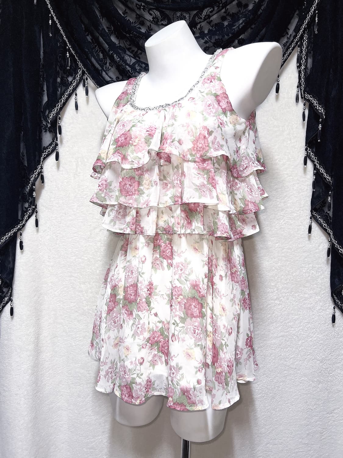 세실맥비 히메카지 플라워 쉬폰 프릴 나시 원피스 페어리 로걀 로맨틱갸루 상품이미지2