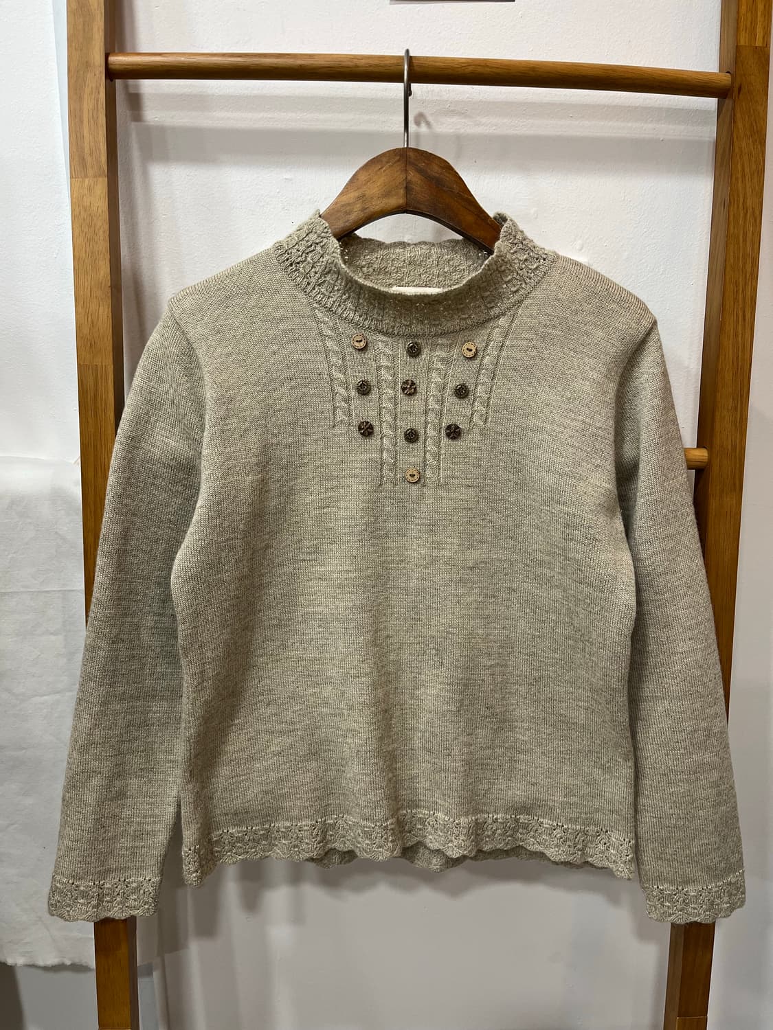 (japanese)모리룩-빈티지 무드 단추 니트 & 조끼 원피스 상품이미지3