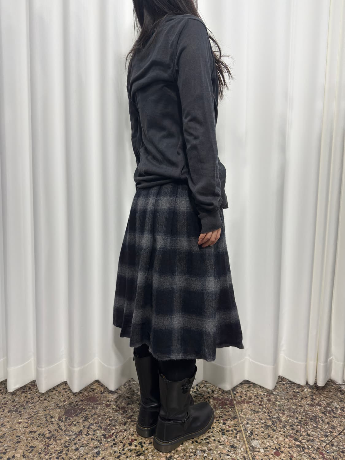 check midi wool skirt 상품이미지6