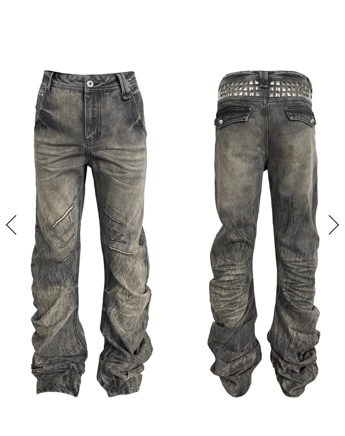 Distressed Texture Slim-Fit Khaki Pants 상품이미지1