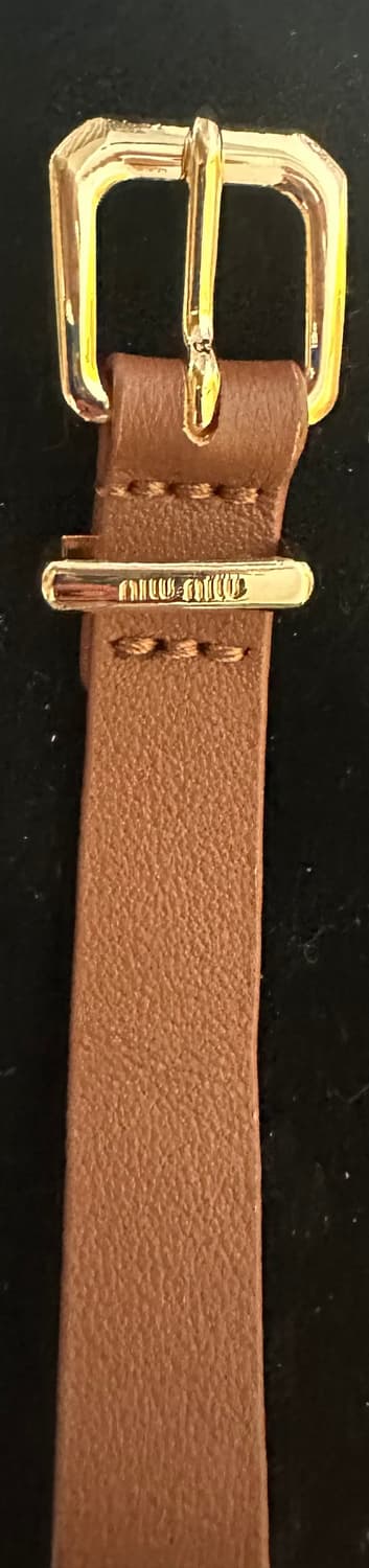 미우미우 브라운 가죽 벨트 금장 버클 팔찌 상품이미지4