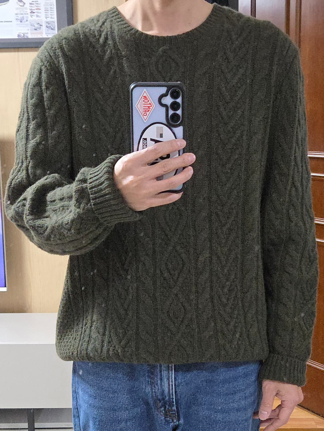 (착샷) 폴로 랄프로렌 케이블 니트 스웨터 올리브 상품이미지7