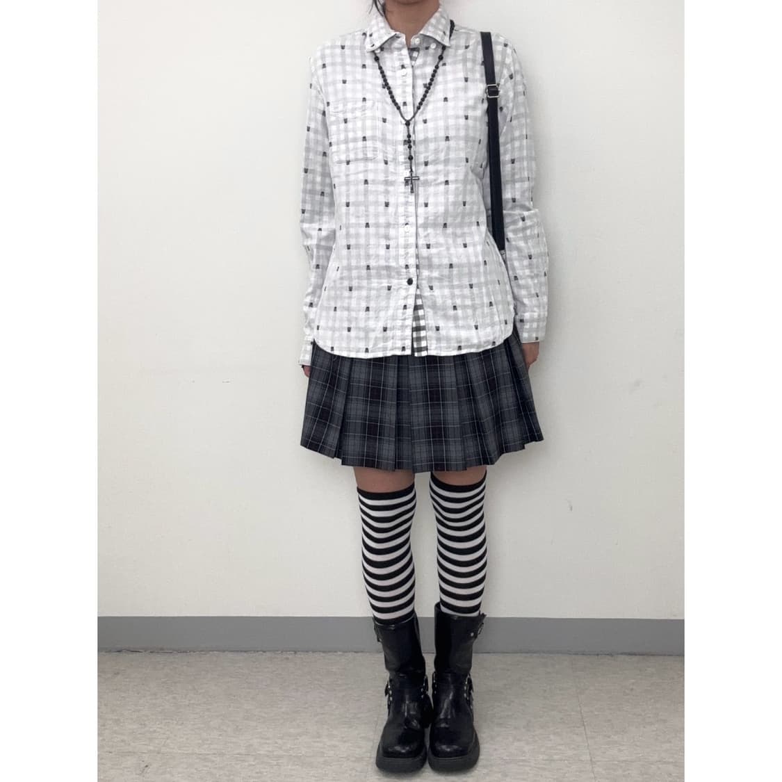 빈티지 빔즈 해골 체크 셔츠 상품이미지2