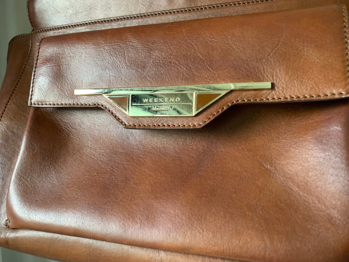 weekend maxmara 브라운 레더 토트백 상품이미지3