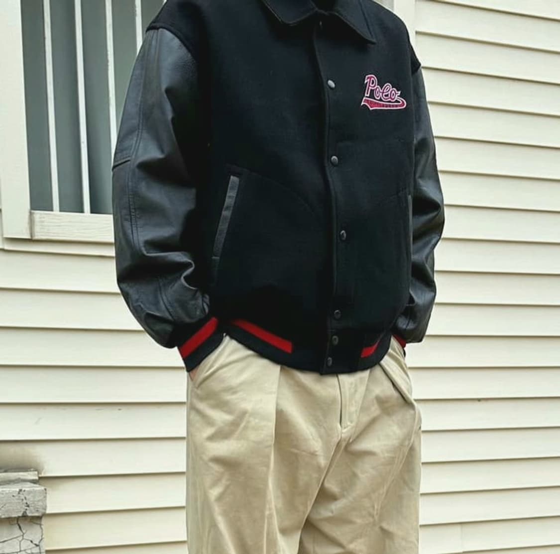 폴로 90s 울 가죽 바시티 자켓 (105-110) 상품이미지3