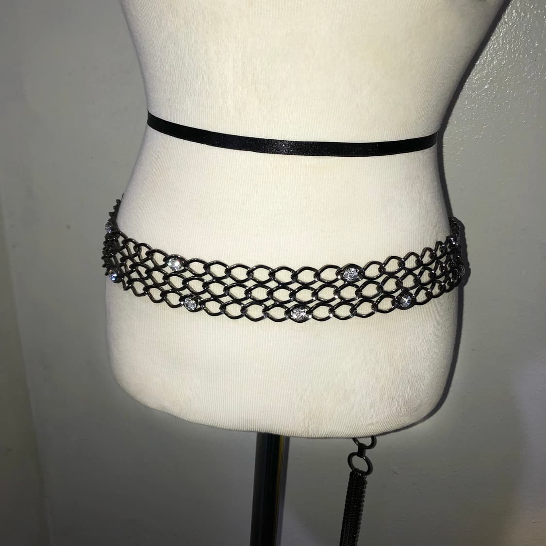 빈티지 큐빅 실버 드롭 체인 벨트 갸루 펑크 긱시크 상품이미지2