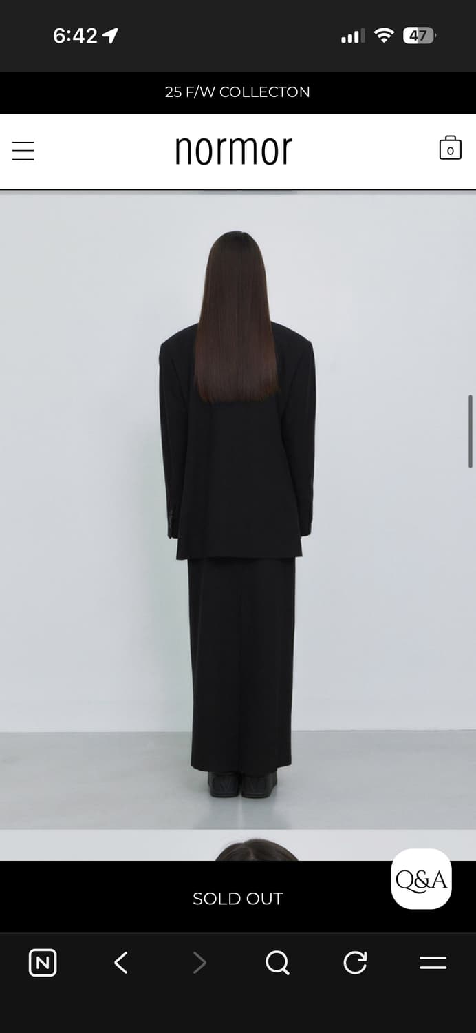 노머 normor 투버튼 자켓 블레이저 하프 코트 정장 수트 블랙 검정 상품이미지6