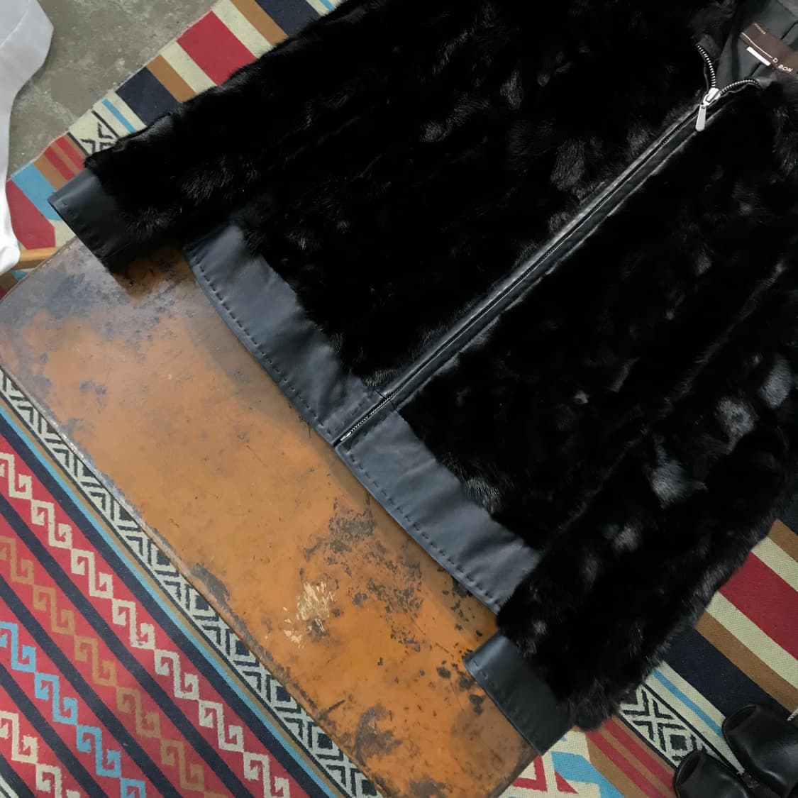 VTG 빈티지 블랙 밍크 양가죽 레이어드 레더 자켓 여성 55 사이즈 상품이미지3