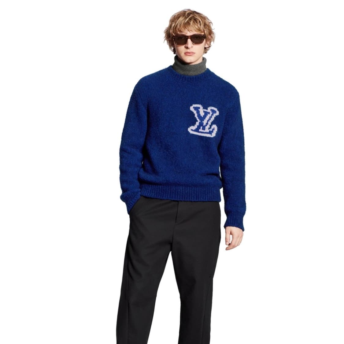 [S+급/2XL] 루이비통 LV 인타르시아 크루넥 니트 블루 상품이미지8