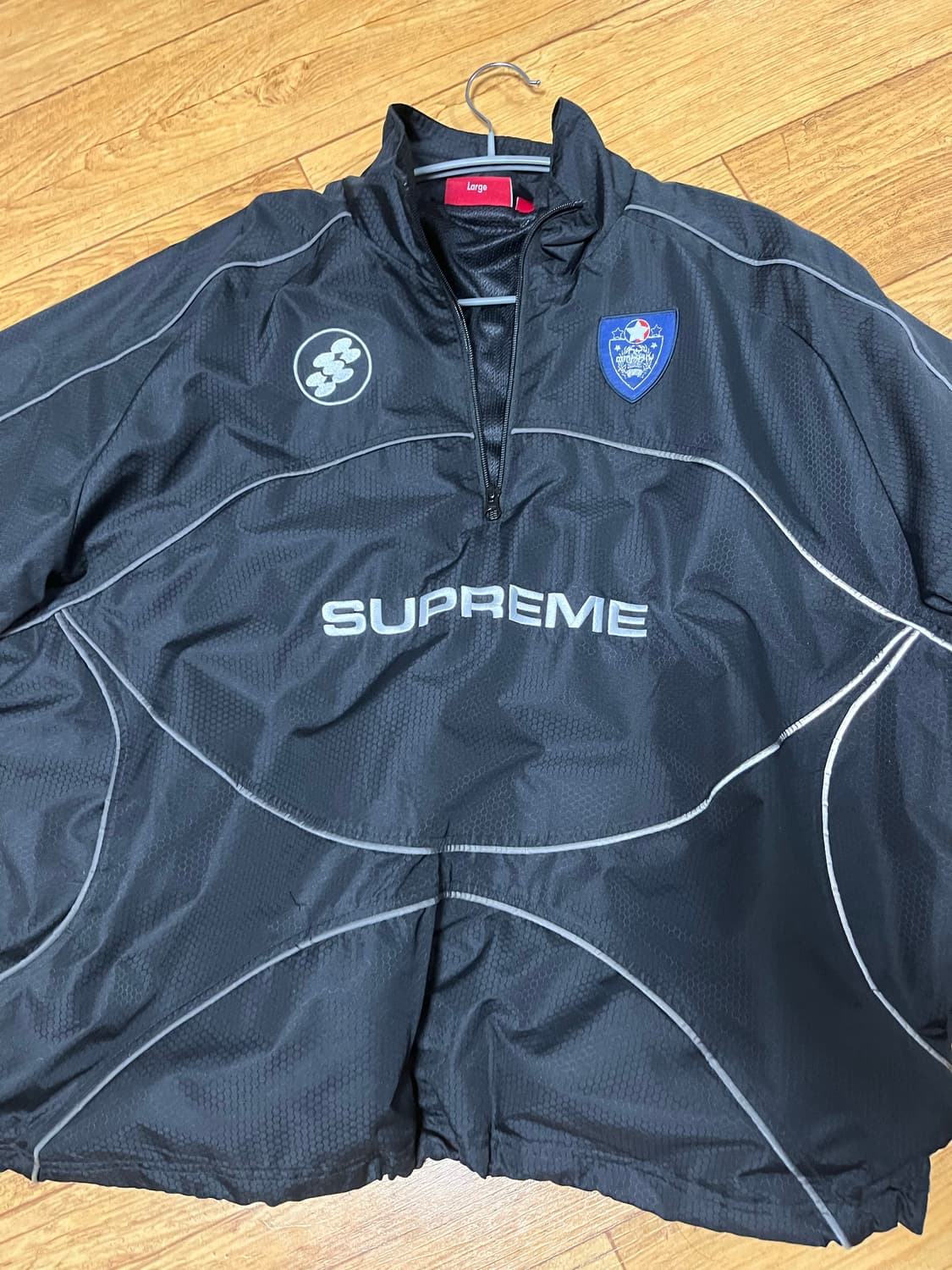 슈프림 리플렉티브 파이핑 풀오버 블랙 L 24FW 상품이미지2